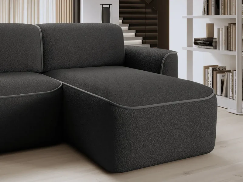 Canapé d'angle convertible électrique tissu boucle LUMIA