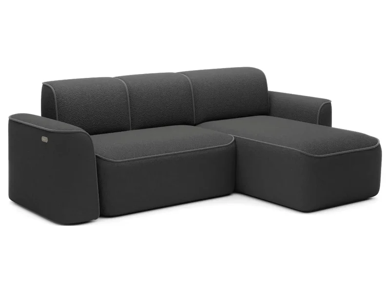 Canapé d'angle convertible électrique tissu boucle LUMIA
