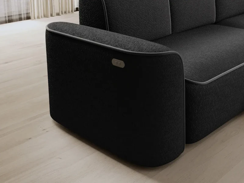 Canapé d'angle convertible électrique tissu boucle LUMIA