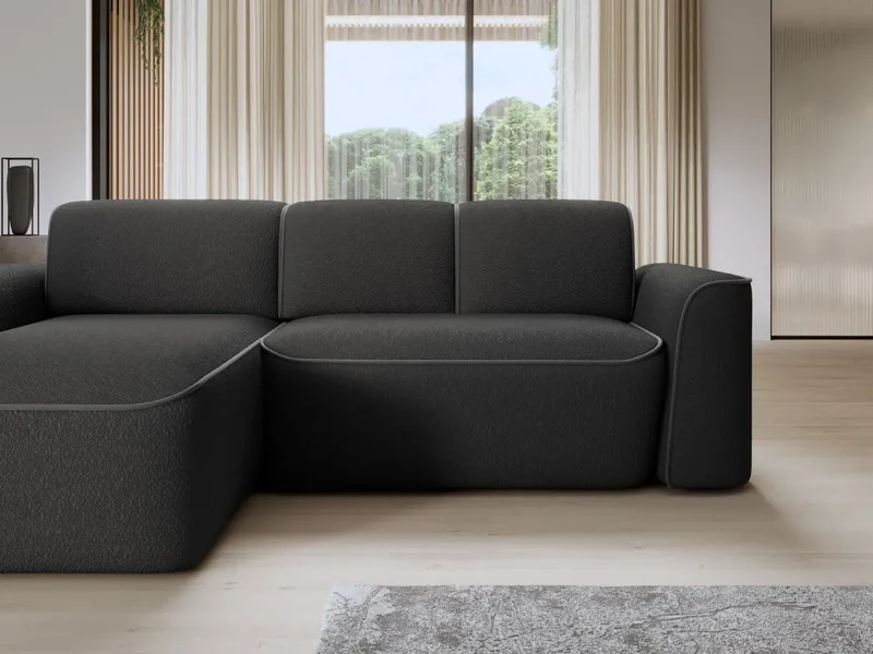 Canapé d'angle convertible électrique tissu boucle LUMIA