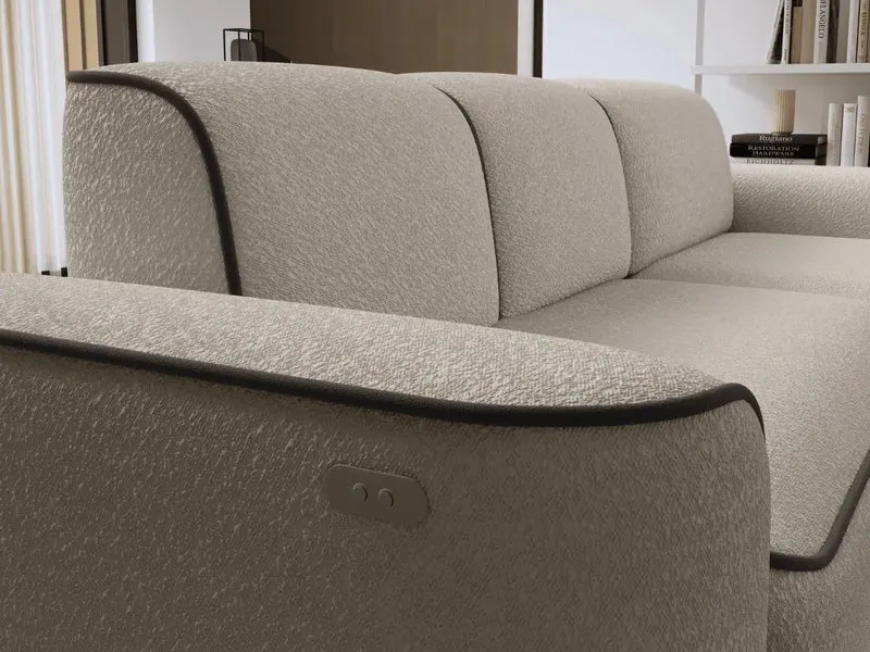 Canapé d'angle convertible électrique tissu boucle LUMIA