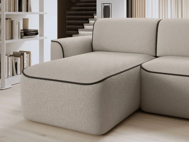Canapé d'angle convertible électrique tissu boucle LUMIA