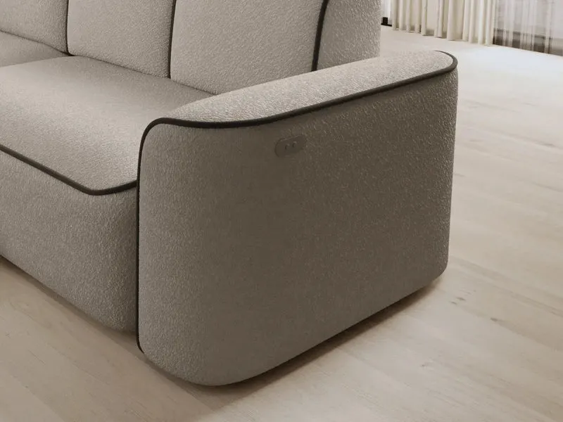 Canapé d'angle convertible électrique tissu boucle LUMIA