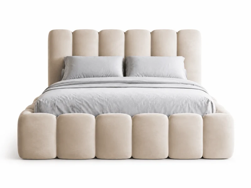 Lit coffre design avec tête de lit matelassée - JADE