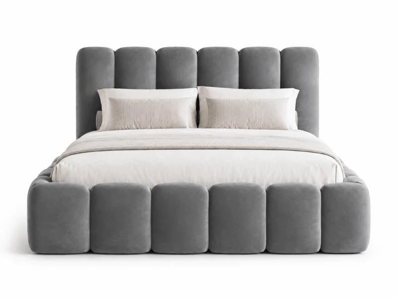 Lit coffre design avec tête de lit matelassée - JADE