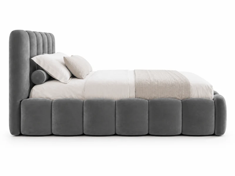 Lit coffre design avec tête de lit matelassée - JADE