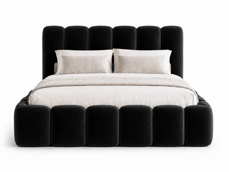 Lit coffre design avec tête de lit matelassée - JADE