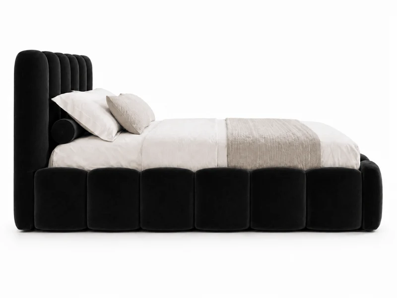 Lit coffre design avec tête de lit matelassée - JADE
