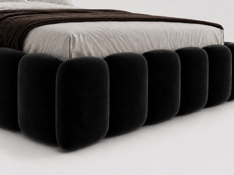Lit coffre design avec tête de lit matelassée - JADE