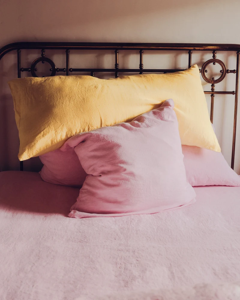 Coussin rectangle en lin lavé - Jaune Citronnade