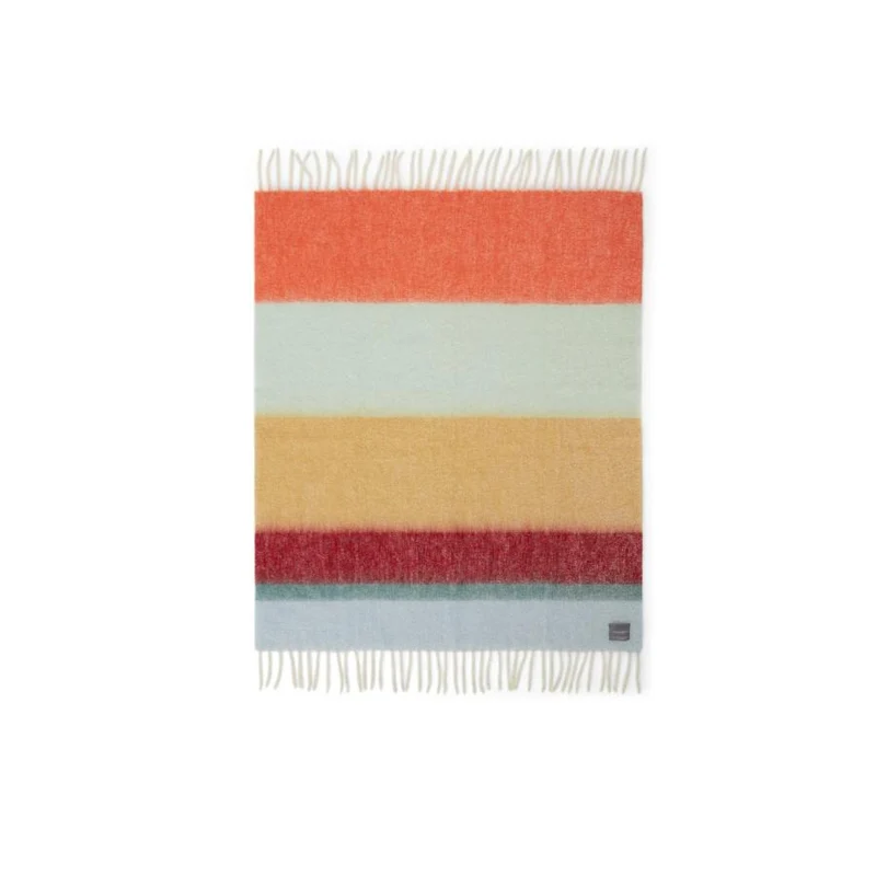 Plaid Mohair Rayures orange, menthe & rouge