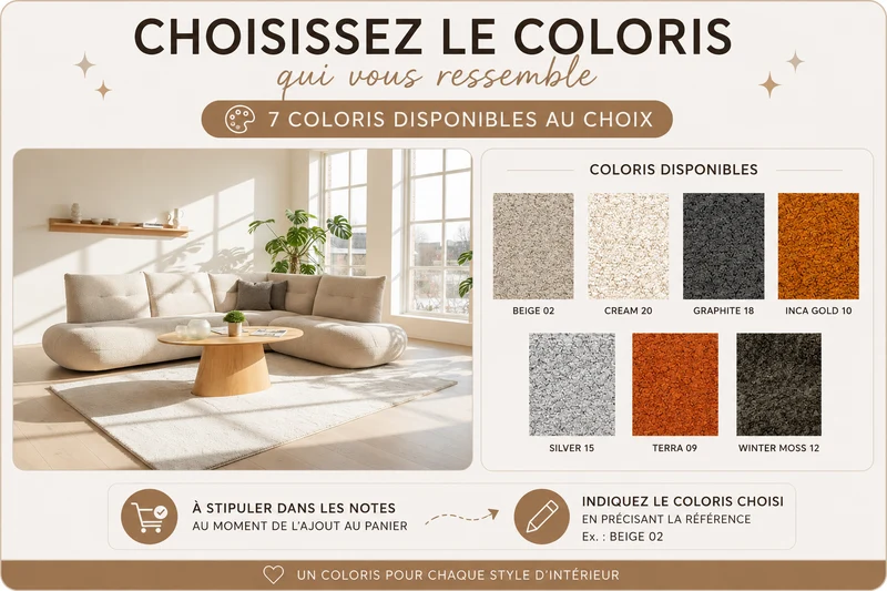 Canapé d'angle beige arrondi - Moony