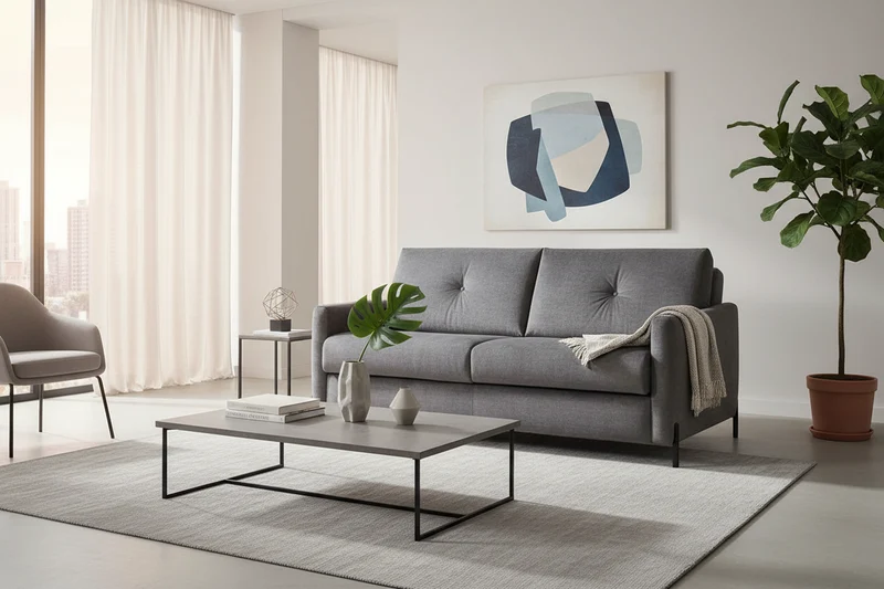 Canapé convertible en velours gris 3 places - Briol