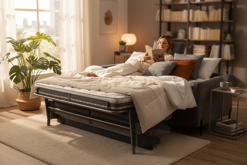 Canapé convertible en velours gris 3 places - Briol