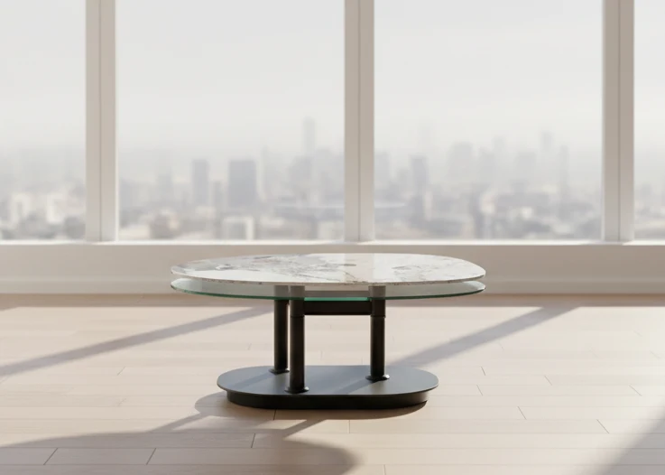 Table basse verre céramique pivotante - Oletta