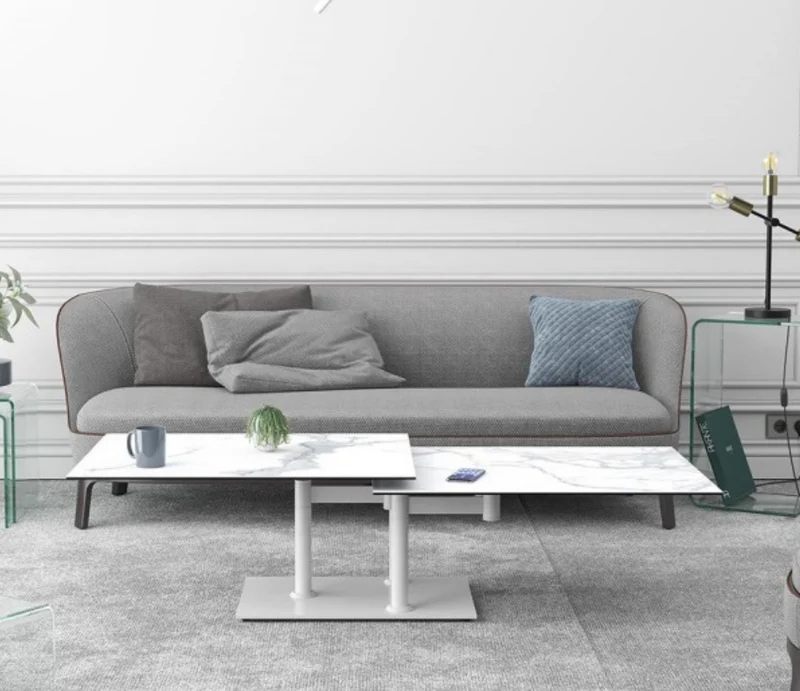 Table basse effet marbre blanc pivotante – Opera