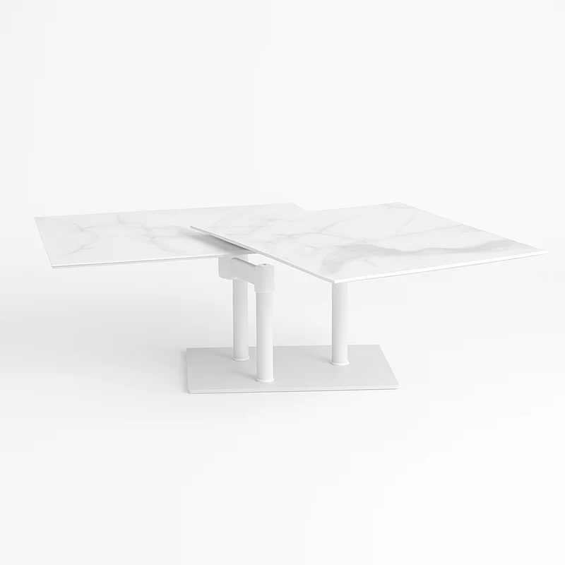 Table basse effet marbre blanc pivotante – Opera