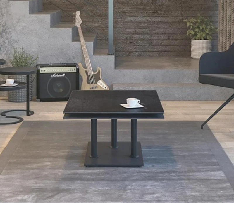 Table basse effet marbre blanc pivotante – Opera