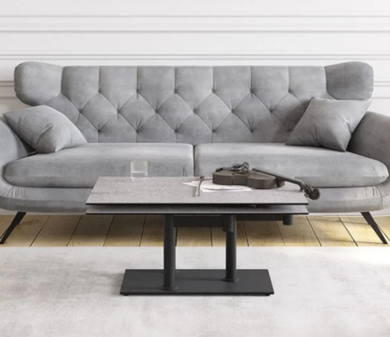 Table basse effet marbre blanc pivotante – Opera