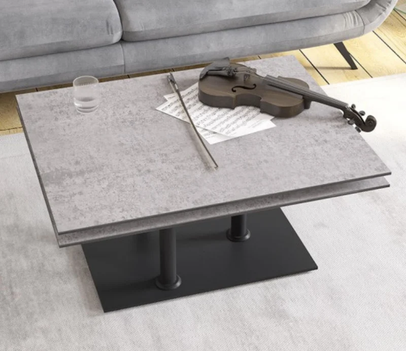 Table basse effet marbre blanc pivotante – Opera