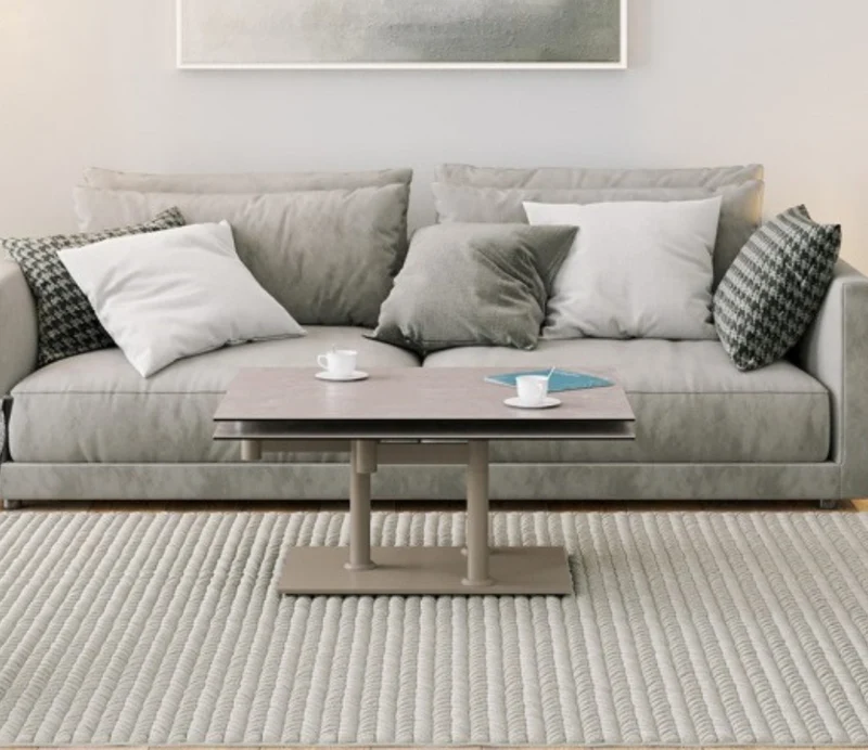 Table basse effet marbre blanc pivotante – Opera