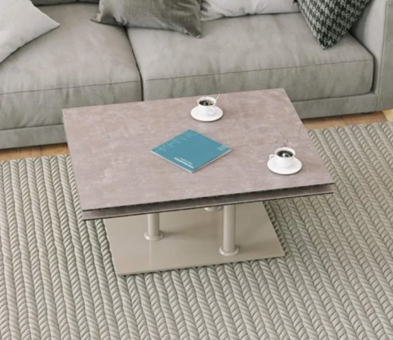 Table basse effet marbre blanc pivotante – Opera