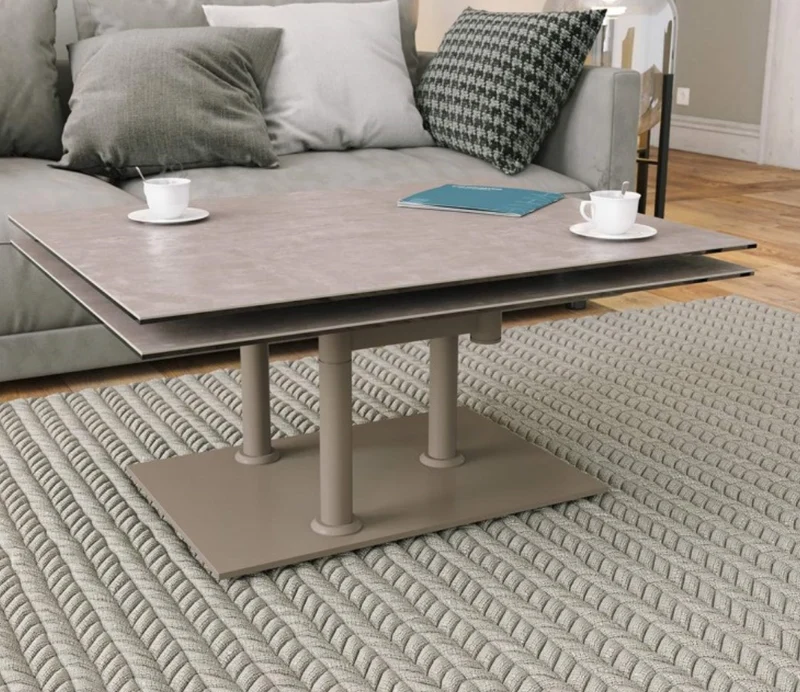 Table basse effet marbre blanc pivotante – Opera