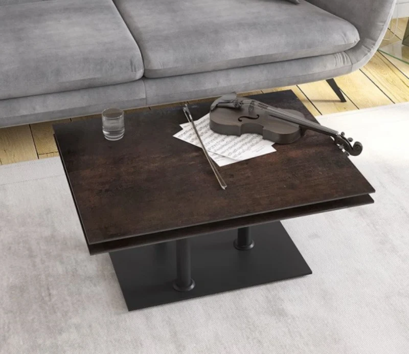 Table basse effet marbre blanc pivotante – Opera