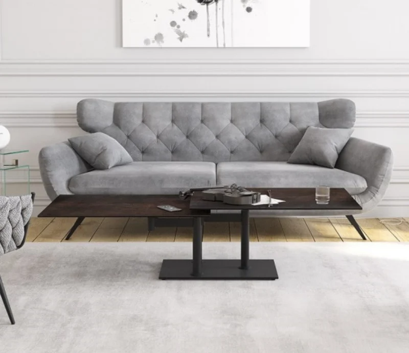 Table basse effet marbre blanc pivotante – Opera