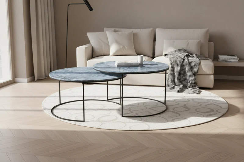 Table basse gigogne ronde effet marbre – Vitaly