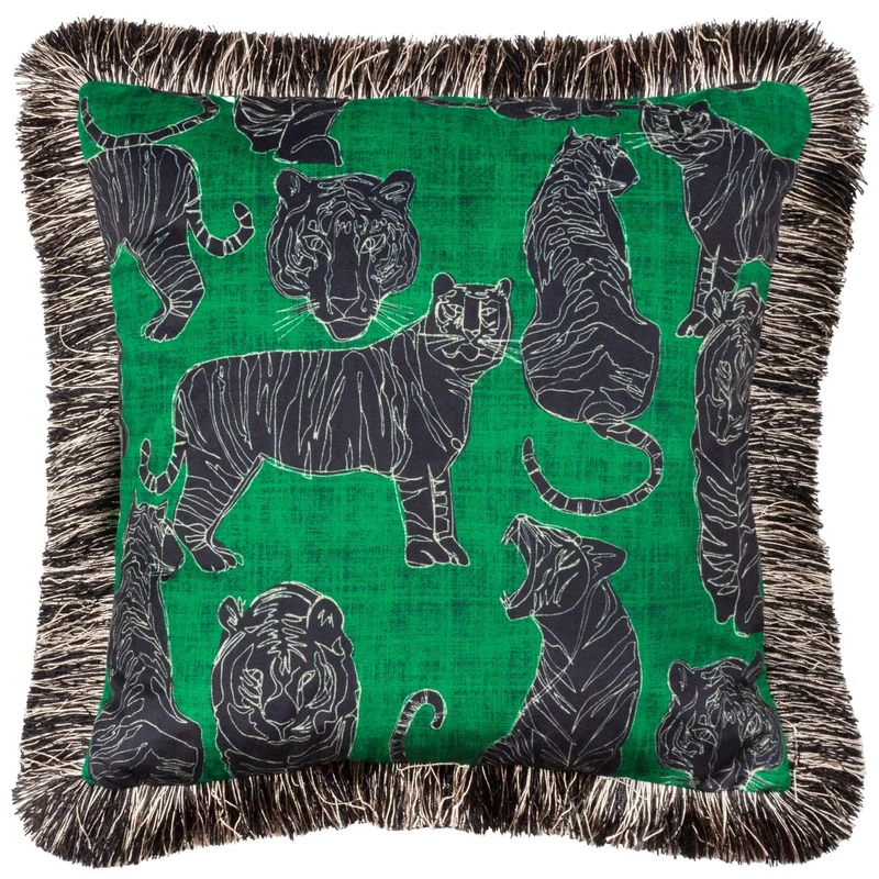 Coussin à franges Vert jungle
