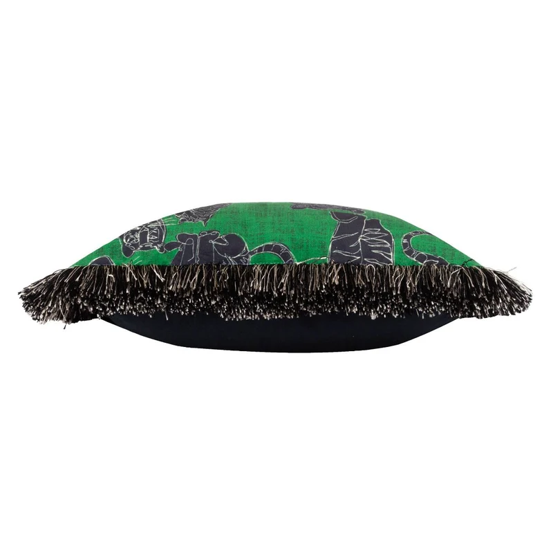 Coussin à franges Vert jungle