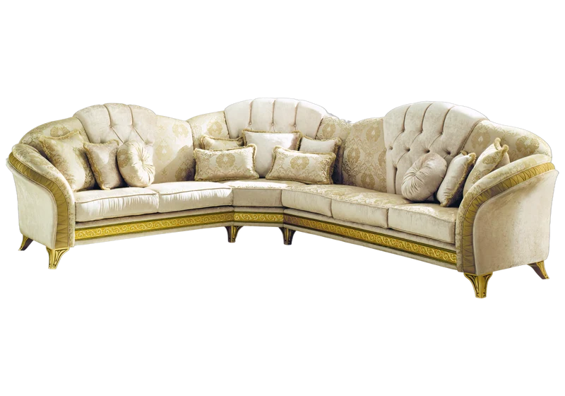Canapé d'angle capitonné classique italien beige et or - Melodia