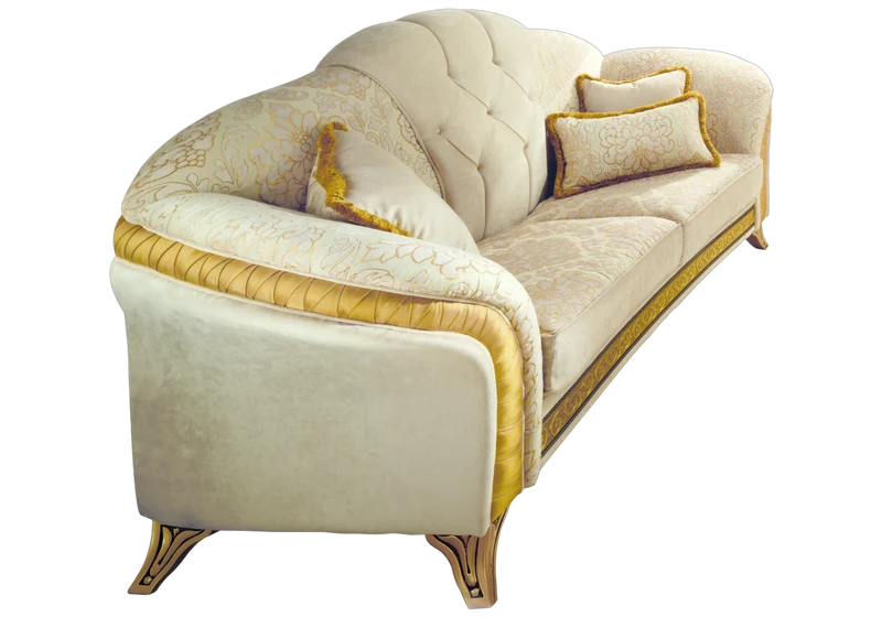 Canapé capitonné classique italien beige et or - Melodia