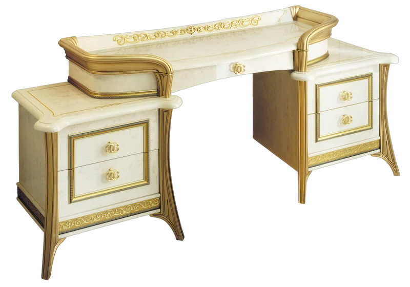 Chambre complète lit capitonné marbre ivoire et or - Melodia