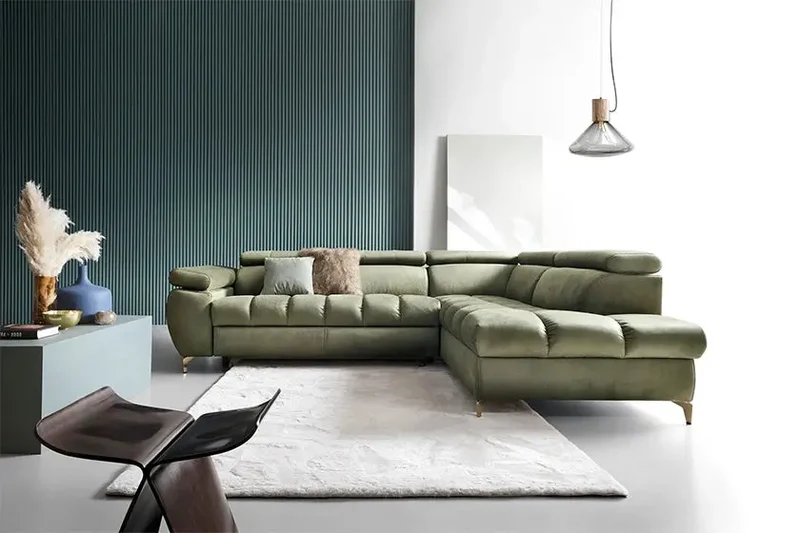 Canapé d'angle Convertible avec Coffre de Rangement LUGANA - 272 x 200 cm