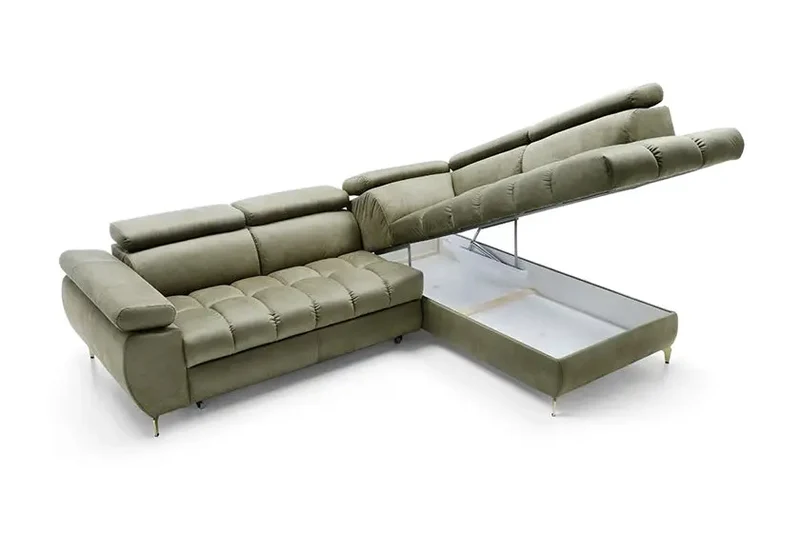 Canapé d'angle Convertible avec Coffre de Rangement LUGANA - 272 x 200 cm