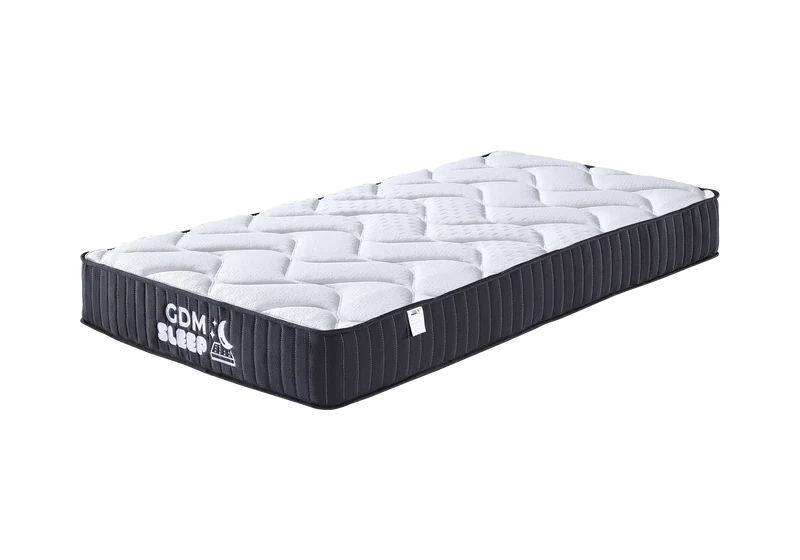 Ensemble lit coffre gris et matelas ressorts 90x190 - Kobe