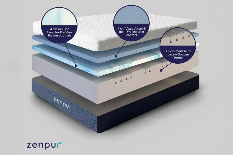 Matelas Premium à Mémoire de Forme Anti-Chaleur ZenPur® - 140x190cm