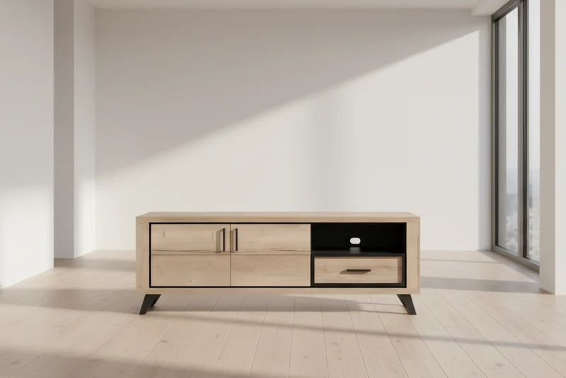 Meuble tv bois et métal noir - Rosa