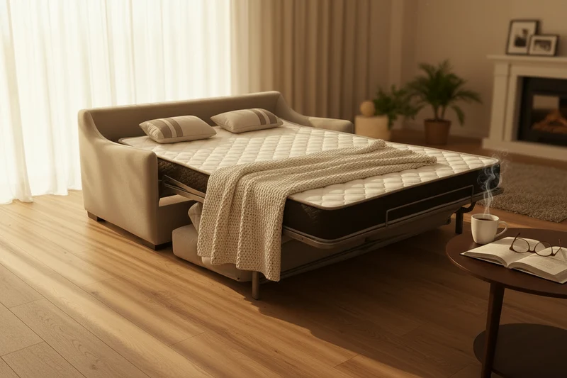 Canapé convertible rapido gris matelas 18 cm - Katia