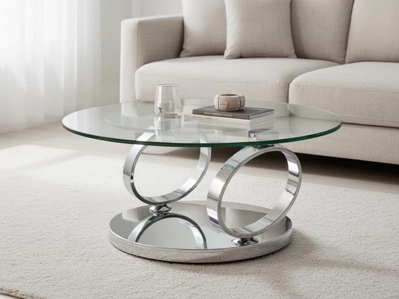 Table basse ronde en verre pivotante - Olivia