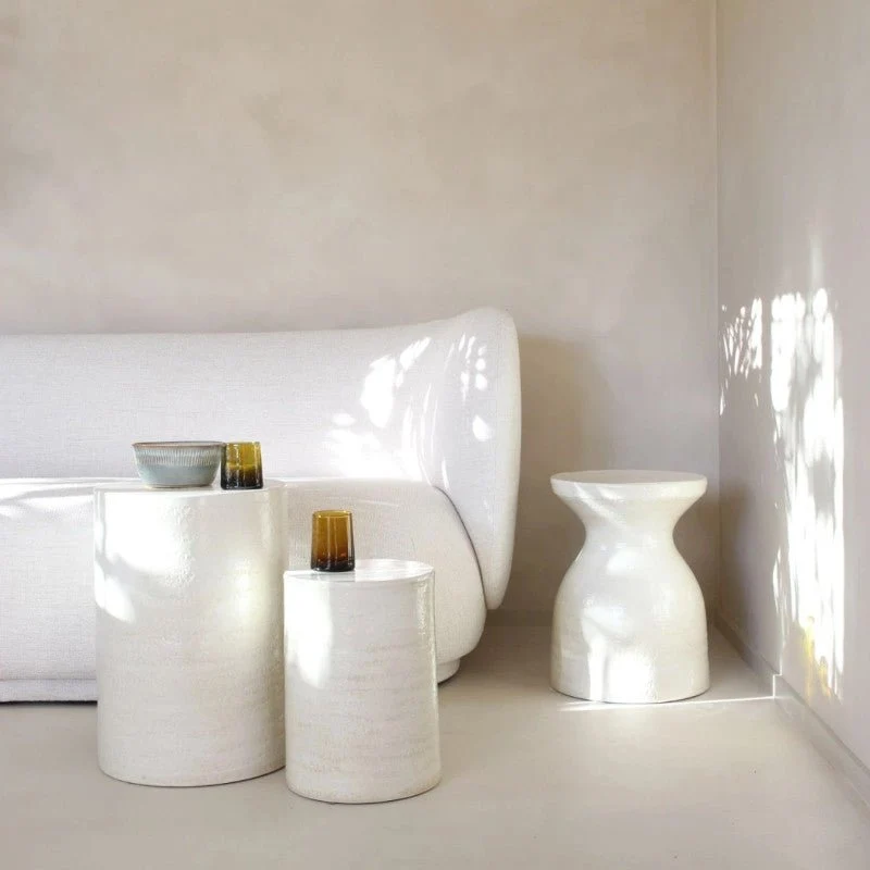 Guéridon en céramique crème