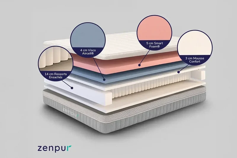 Matelas Elite Hybride Haut de Gamme ZenPur® - 160 x 200 cm