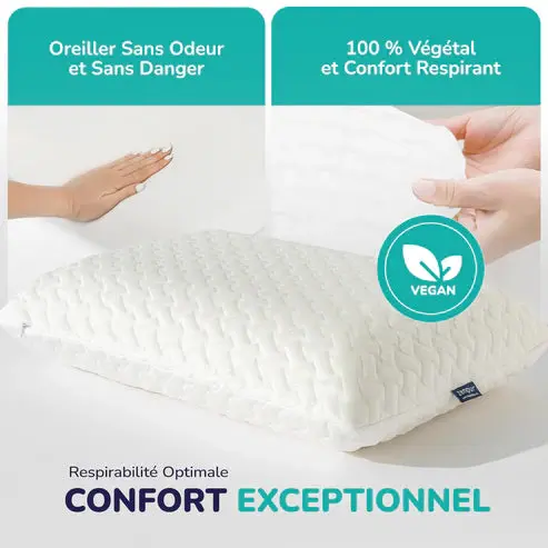 ZenPur - Oreiller Cervical Ergonomique "Ferme" en Mousse à Mémoire de Forme et Anti-Acariens