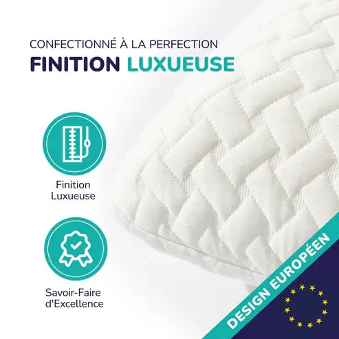 ZenPur - Oreiller Cervical Ergonomique "Ferme" en Mousse à Mémoire de Forme et Anti-Acariens