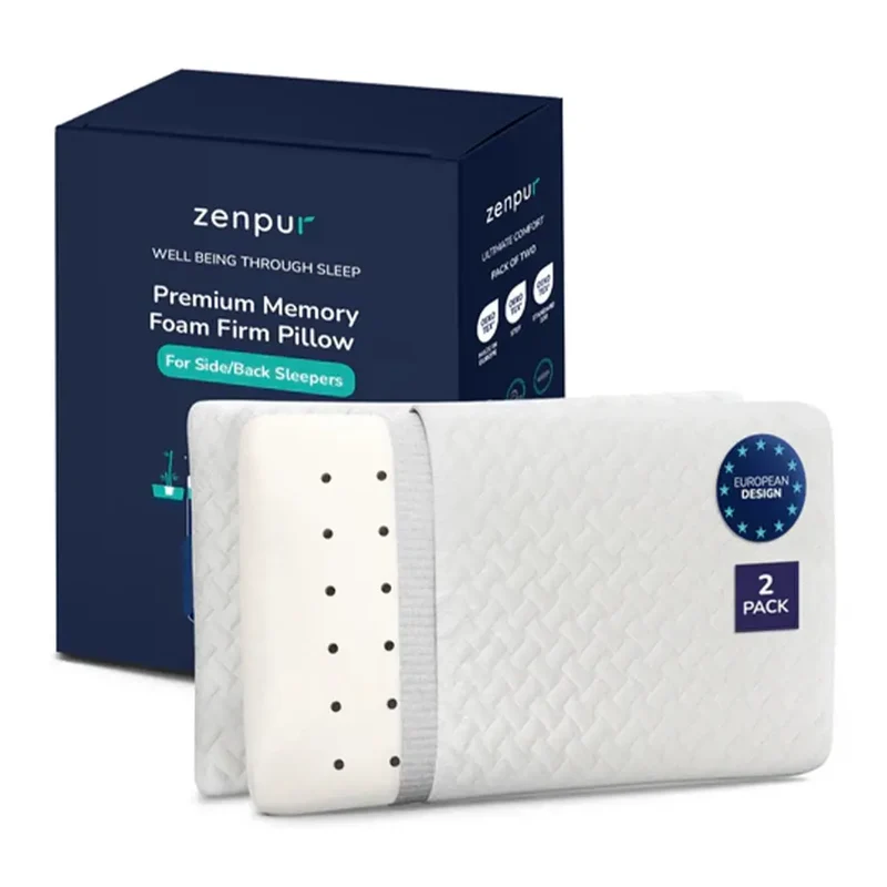 ZenPur - Oreiller Cervical Ergonomique "Ferme" en Mousse à Mémoire de Forme et Anti-Acariens
