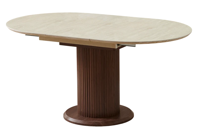 Ensemble table à manger extensible noyer et 4 chaises - Leon