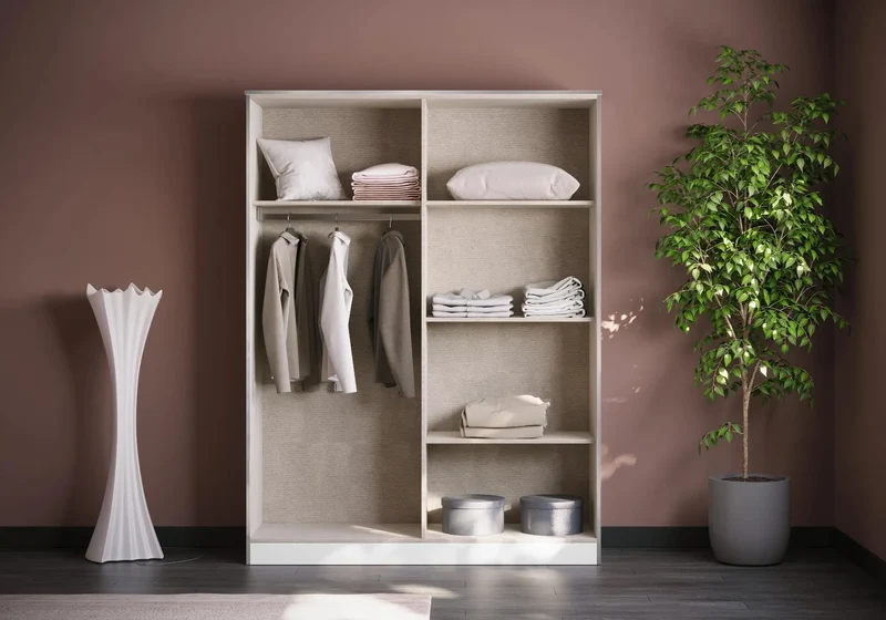 Chambre complète blanc laqué LED rangements design - NOEMI