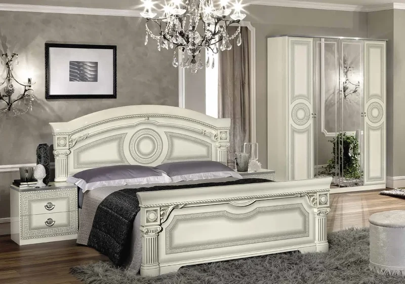 Chambre complète baroque blanc argenté versace – IMPERIA